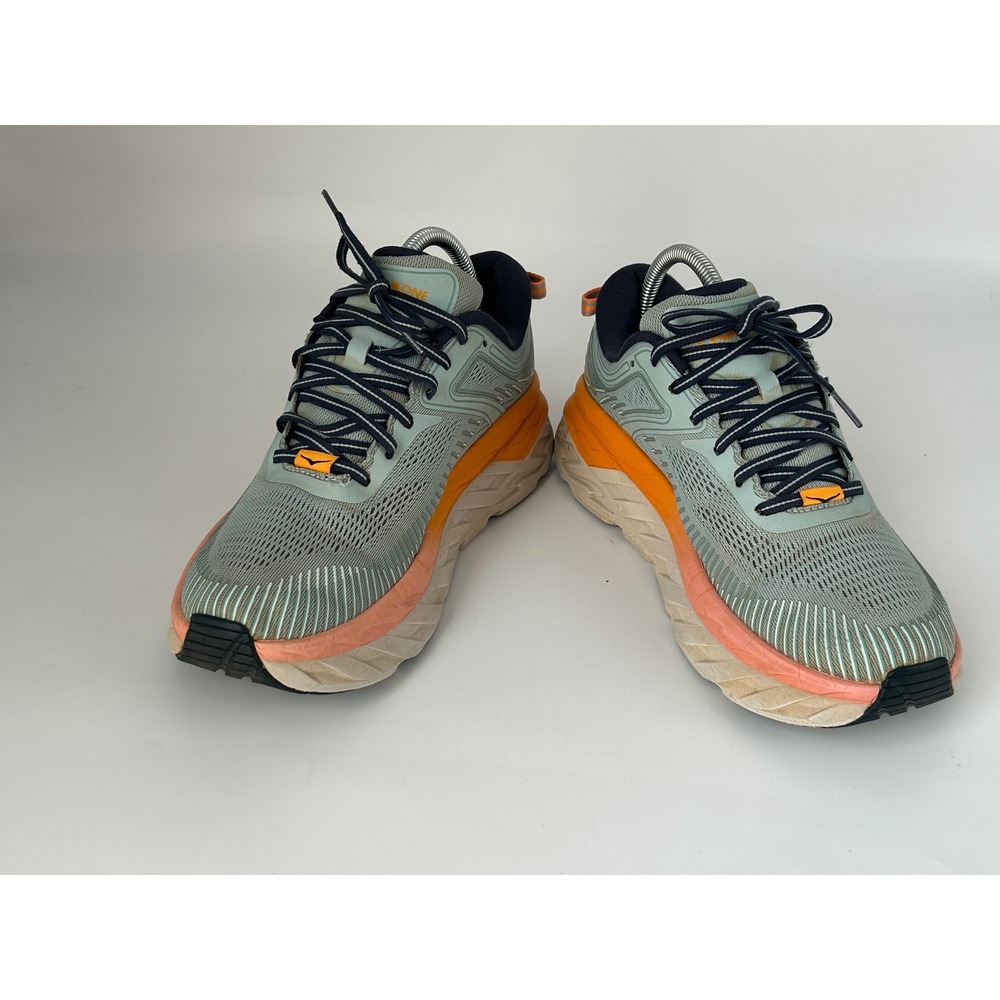Hoka One One Bondi 7 Running Shoes Women 9 Blue Orange Jogging performance - Picture 6 of 11